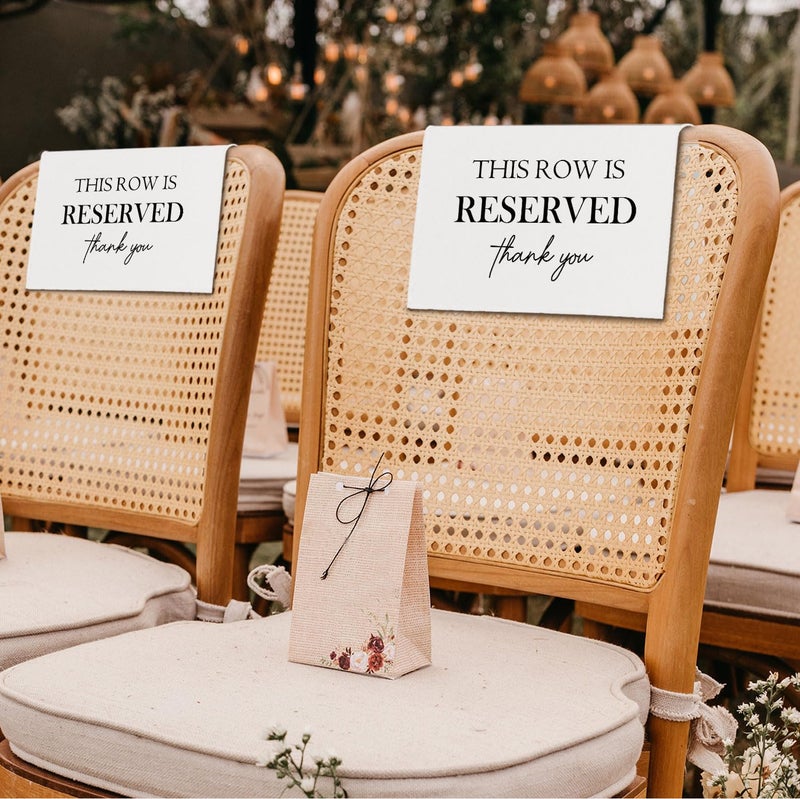 ChissNook Reserved Seating Chair Signs, This Row Is Reserved Pew Cloths Seating Placeholder for Church Pews, Wedding Decorations for Reception Parties Celebrations Event Meetings (White, 4 PCS) - Image 5