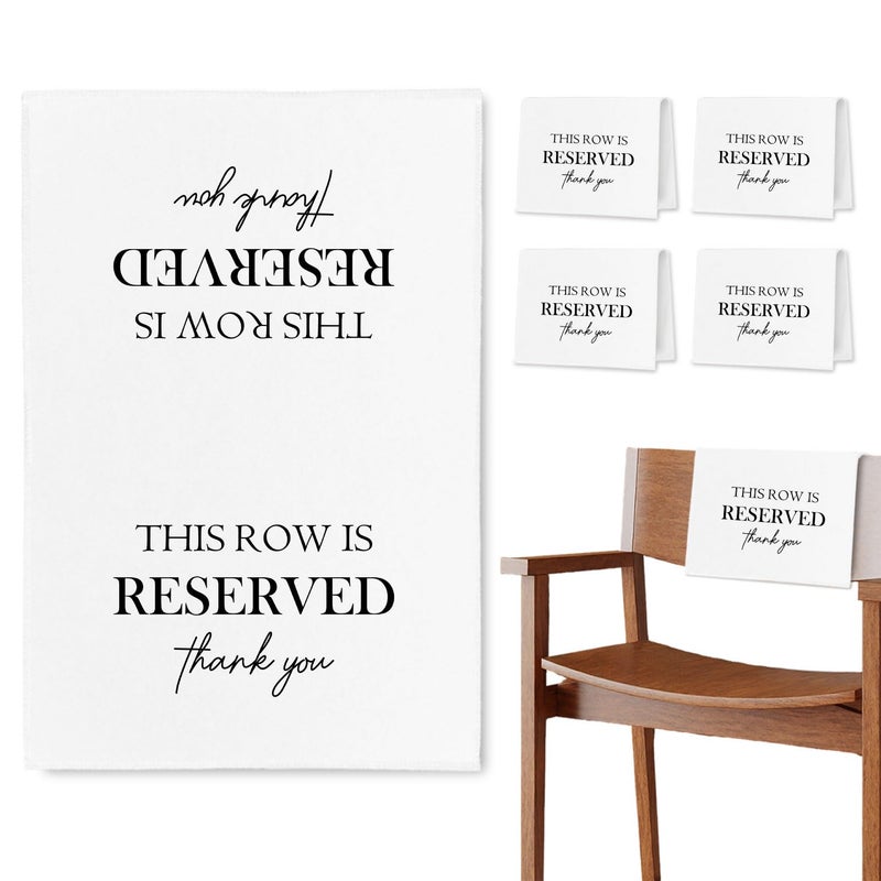 ChissNook Reserved Seating Chair Signs, This Row Is Reserved Pew Cloths Seating Placeholder for Church Pews, Wedding Decorations for Reception Parties Celebrations Event Meetings (White, 4 PCS) - Image 1