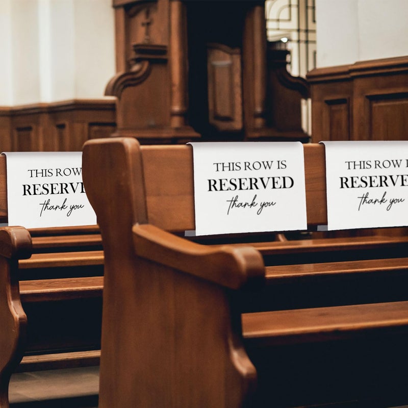 ChissNook Reserved Seating Chair Signs, This Row Is Reserved Pew Cloths Seating Placeholder for Church Pews, Wedding Decorations for Reception Parties Celebrations Event Meetings (White, 4 PCS) - Image 3