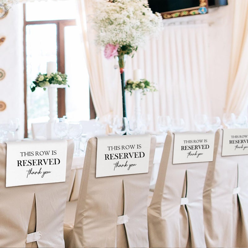 ChissNook Reserved Seating Chair Signs, This Row Is Reserved Pew Cloths Seating Placeholder for Church Pews, Wedding Decorations for Reception Parties Celebrations Event Meetings (White, 4 PCS) - Image 4