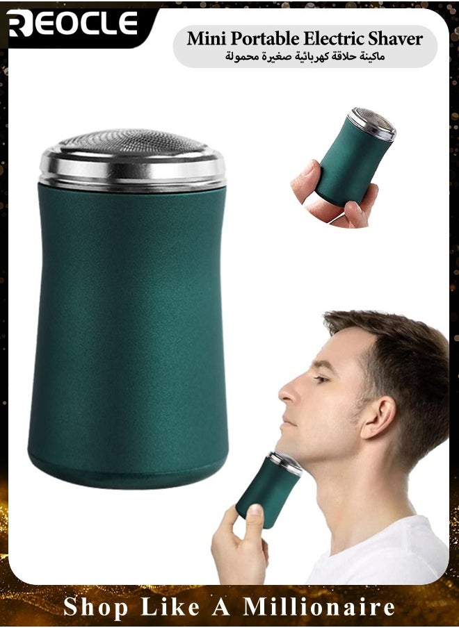 REOCLE Mini Shaver for Men Electric Razor Magnetic Shaving Head Touch Shave IPX7 Waterproof USB Rechargeable Lightweight Shavers for Travel Gifts for Father Boyfriend Green  - Image 1
