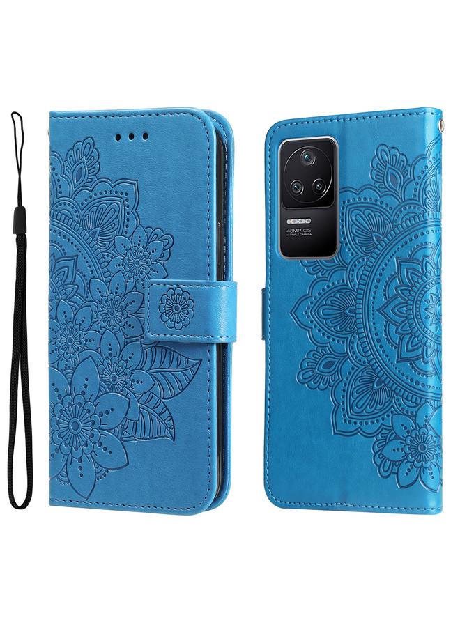 The Bros Case For Xiaomi Redmi K40S / Poco F4 7-petal Flowers Embossing Leather Case