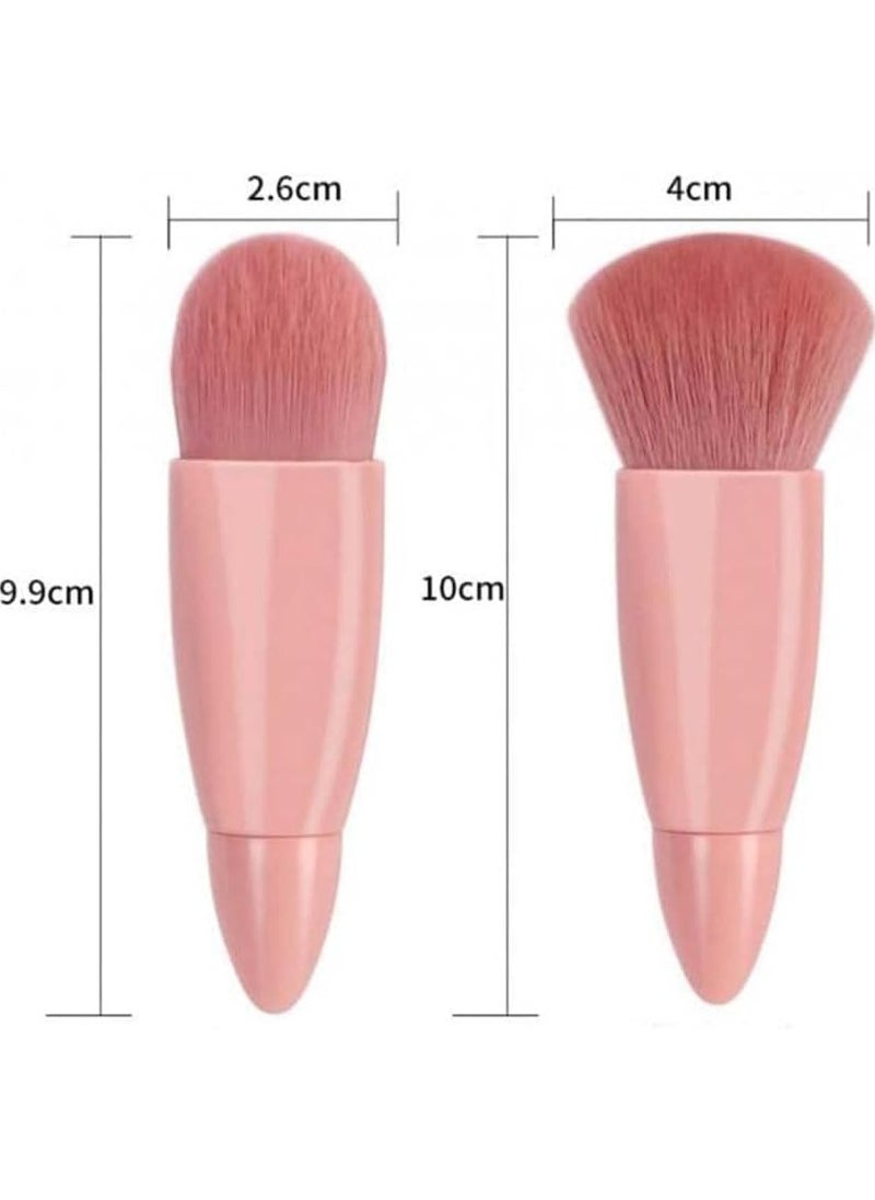INFLUX 5-Piece Pink Makeup Brush Set with Compact Mirror – Essential Makeup Brushes Kit with Blush, Highlighter, and Concealer Brushes – Travel-Friendly Beauty Tool Set in Box with Mirror  - Image 2