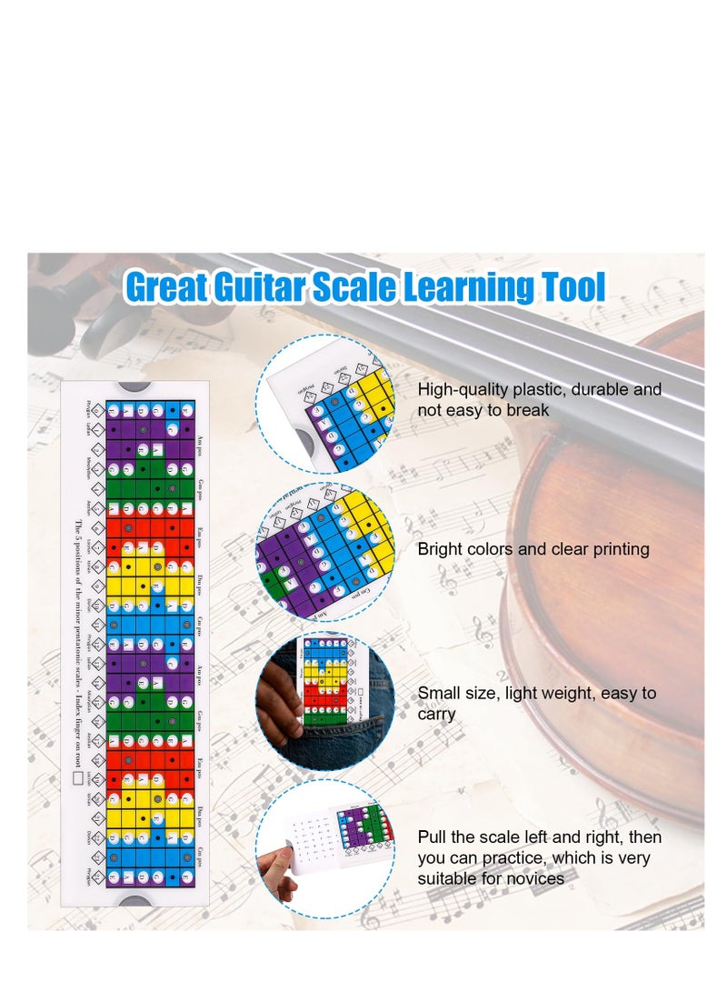 SOLARAE Guitar Scales Sliding Ruler, Chord Scales Chart Pentatonic, Sliding Ruler Guitar Chord Trainer Tool with Manual Accessories, 11x3.15in Guitar Practice Learning, Guitar Gift for Beginners Guitarists - Image 2
