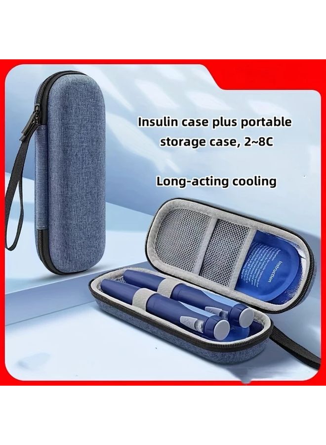 Blue Insulin Cooler Bag Portable Reusable Medication Travel Case With Mesh Pocket - Image 1