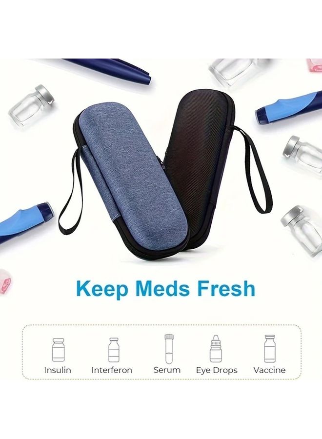 Blue Insulin Cooler Bag Portable Reusable Medication Travel Case With Mesh Pocket - Image 5