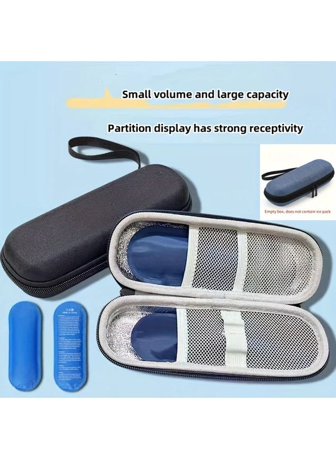 Blue Insulin Cooler Bag Portable Reusable Medication Travel Case With Mesh Pocket - Image 3