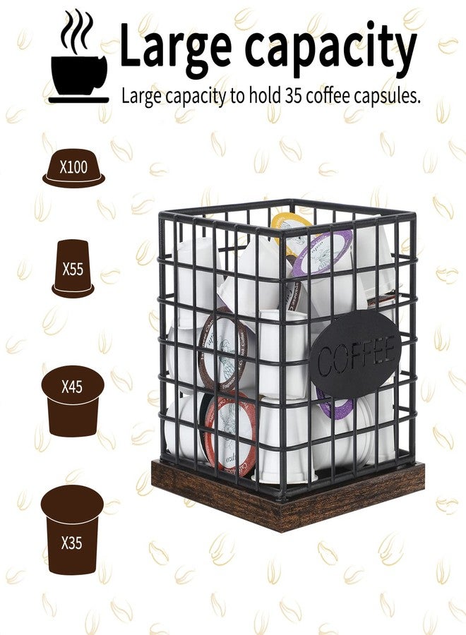 YINMIT K Cup Holder Organizer, Sturdy Coffee Pod Holder Organizer, 35 Kcup Large Capacity Storage Basket for Kitchen Counter and Office Desktop, Add Attractiveness to Your Coffee Bar Area (Square) - Image 5