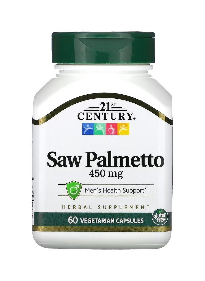 21st Century Saw Palmetto Supplement 450mg - 60 Vegetarian Capsules - Image 1