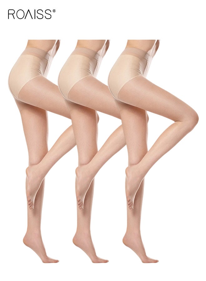 3 Pairs Women's Stockings, Ultra-Thin Leg-Enhancing Tights with Anti-Snag Technology Stockings in Boxed Set with Pineapple-Printed Socks, Anti-Friction Shaping , Skin-tone