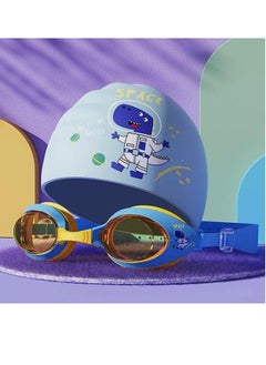 ShebSheb Kids Swim Cap With Swimming Goggles For Girls Boys(Age 6-14) Silicone Waterproof Swimming And Bathing Caps For Long And Short Hair Child Toddler Teens  - Image 1