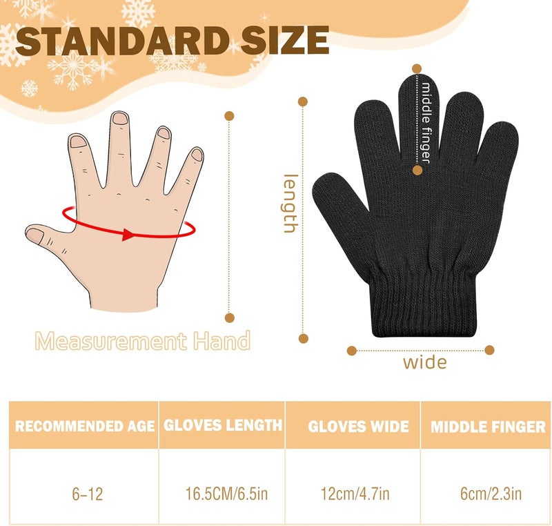 ONESING 3-24 Pairs Winter Knit Gloves for Kids - White Finger Gloves for Boys and Girls - Image 3