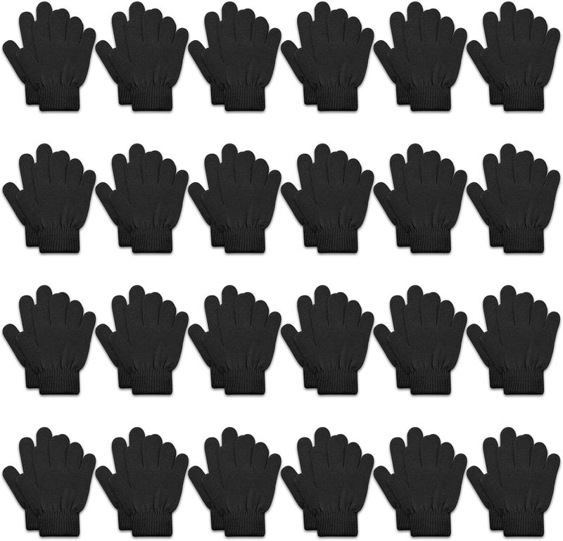 ONESING 3-24 Pairs Winter Knit Gloves for Kids - White Finger Gloves for Boys and Girls - Image 1