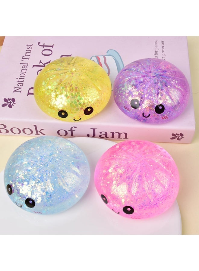 Glitter Dumpling Squishy Fidget Toy, Slow Rising Sensory Stress Relief Squeeze Toy, 1 Piece Mistery Pack - Image 2