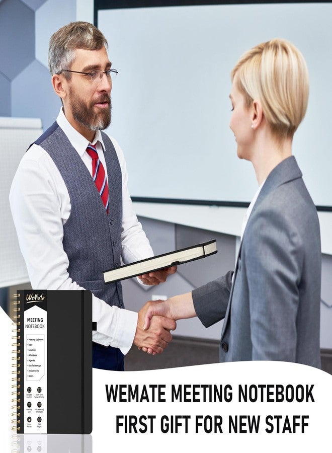WEMATE Meeting Notebook for Work B5 (7"x10") - PU Leather Work Notebook with Agenda, Action Items & Notes - 200 Pages for Men&Women, Staff and Students, Meeting, Projects Planning - Black - Image 5