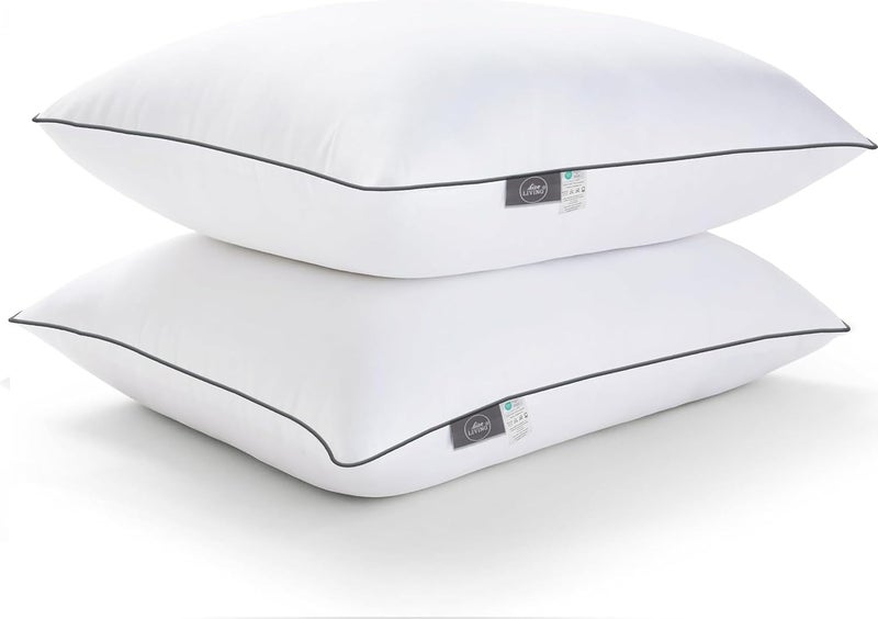 bien LIVING Extra Soft Microfiber Filled Plush Pillow Down Alternative Hypoallergenic Pillow 17 x 27 Inches White Pack of 2