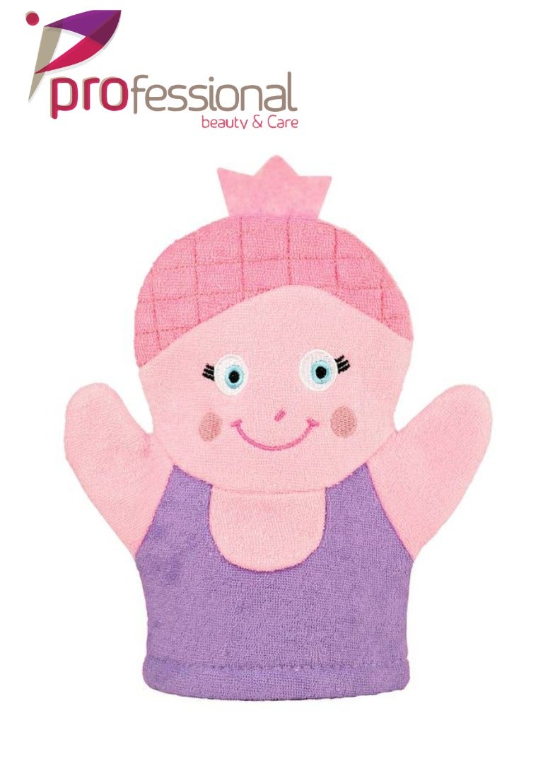 قفاز استحمام للأطفال من بروفيشنال – تصميم بنت – 20×19 سم – ناعم ولطيف لوقت الاستحمام