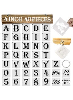 La Jolie Jasmin 40 Pieces Letter Stencils Reusable Letters and Numbers Template Alphabet Capital Calligraphy Templates for Painting on Wood Wall Canvas Glass Art Projects 4 inches  - Image 1