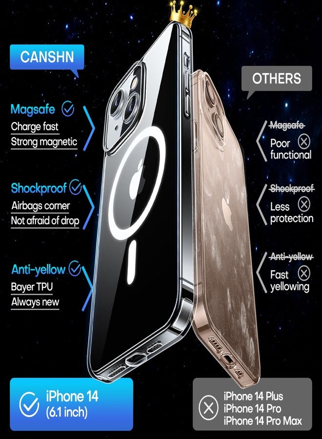 كانشن جراب مغناطيسي من CANSHN لهاتف iPhone 14 (6.1 بوصة)، متوافق مع MagSafe، [حماية كاملة للكاميرا] جراب واقٍ مقاوم للصدمات، شفاف - Image 3
