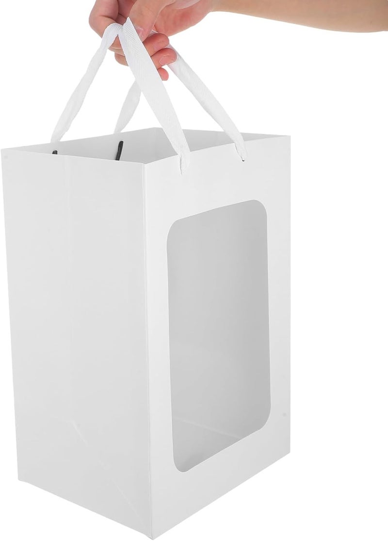 HOODANCOS Bags with Window, 10pcs Medium Size (20x16x30cm), Light Color Favor Packaging Bags with Handles for Presents and Bouquet Wrapping - Image 4