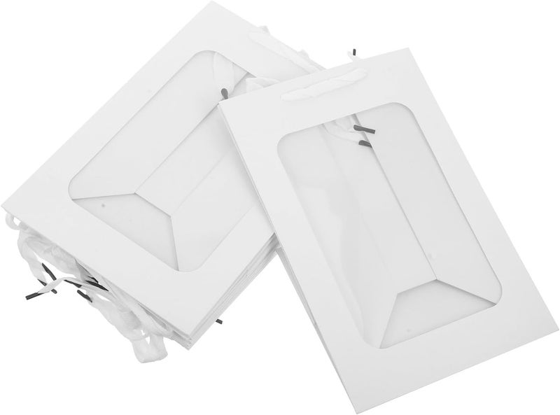 HOODANCOS Bags with Window, 10pcs Medium Size (20x16x30cm), Light Color Favor Packaging Bags with Handles for Presents and Bouquet Wrapping - Image 1