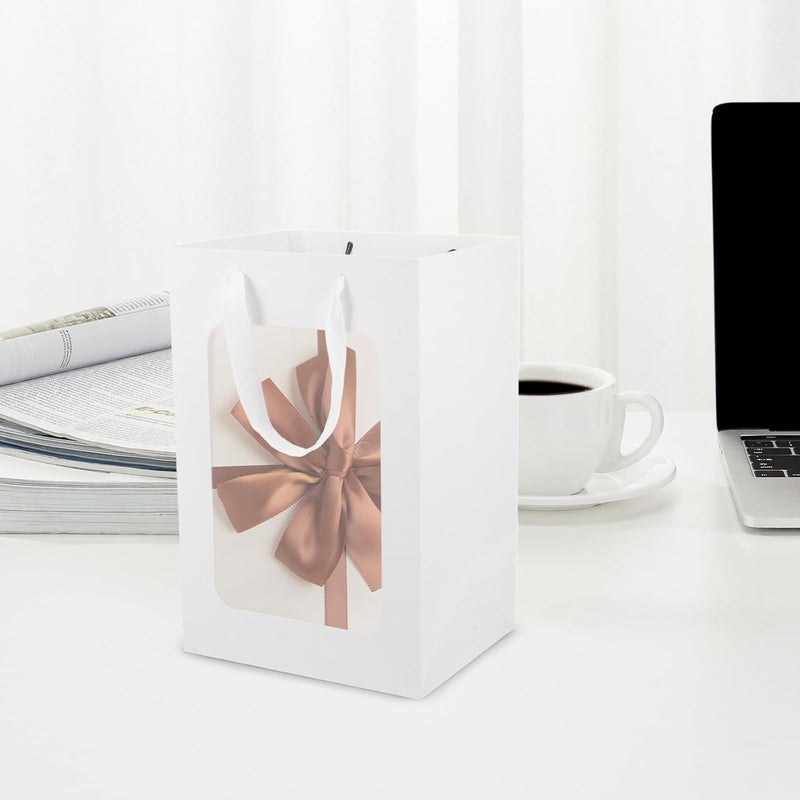 HOODANCOS Bags with Window, 10pcs Medium Size (20x16x30cm), Light Color Favor Packaging Bags with Handles for Presents and Bouquet Wrapping - Image 5