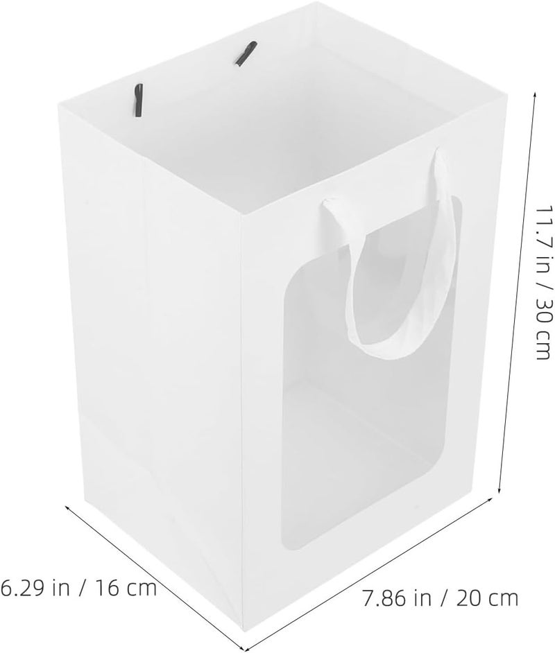 HOODANCOS Bags with Window, 10pcs Medium Size (20x16x30cm), Light Color Favor Packaging Bags with Handles for Presents and Bouquet Wrapping - Image 2