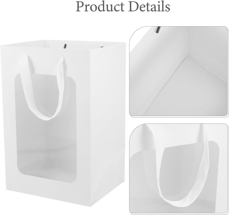 HOODANCOS Bags with Window, 10pcs Medium Size (20x16x30cm), Light Color Favor Packaging Bags with Handles for Presents and Bouquet Wrapping - Image 3