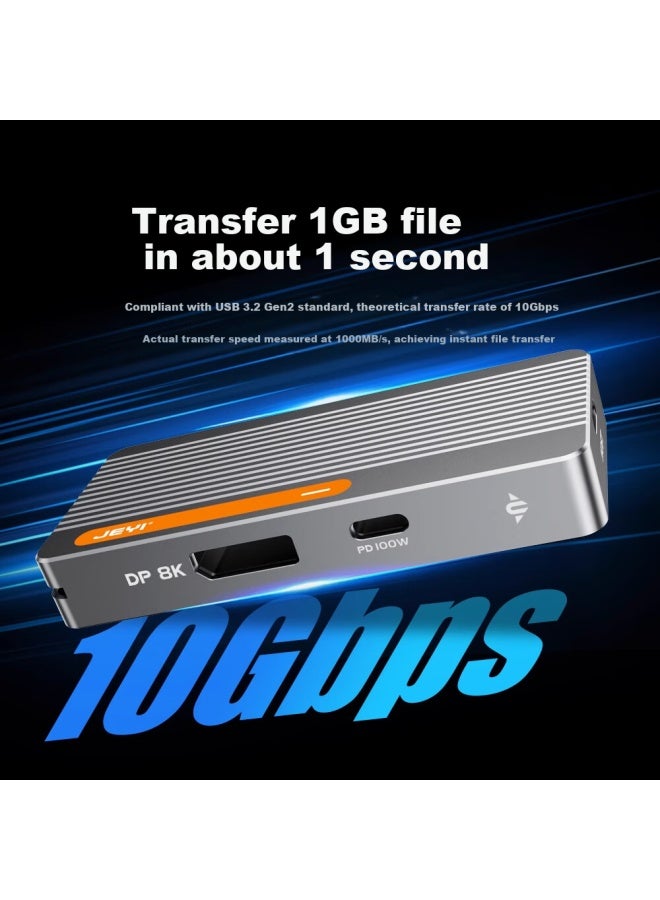 Jeyi High-speed Heat Dissipation Mobile Hard Drive Enclosure M.2 Nvme To Type-c External Hdmi 8k Screen Projection Pd100w Power Mobile Ssd External Solid State Drive Enclosure Dock - Image 1