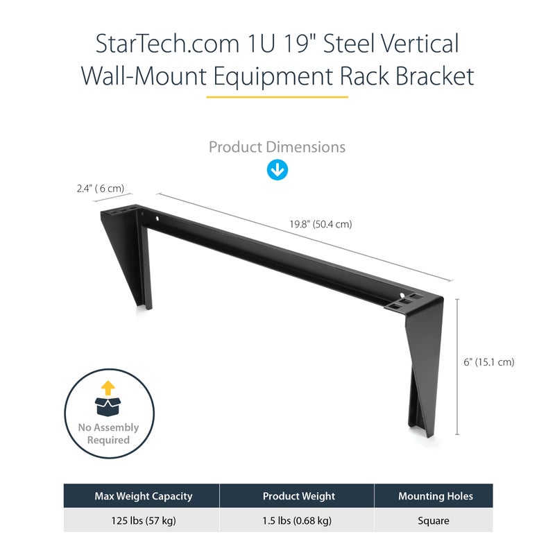 StarTech.com 1U Wall Mount Patch Panel Bracket – 19 in – Steel - Vertical Mounting Bracket for Networking and Data Equipment (RK119WALLV) - Image 3