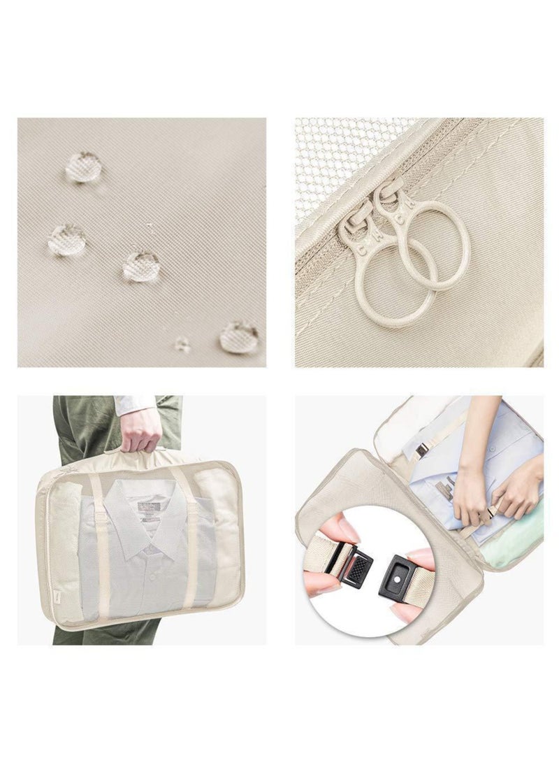 7-Piece Travel Organizer Luggage Set Beige - Image 2