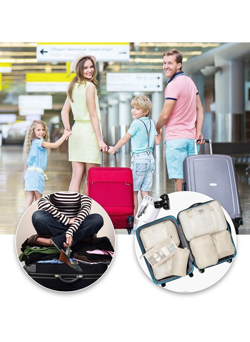 7-Piece Travel Organizer Luggage Set Beige - Image 4