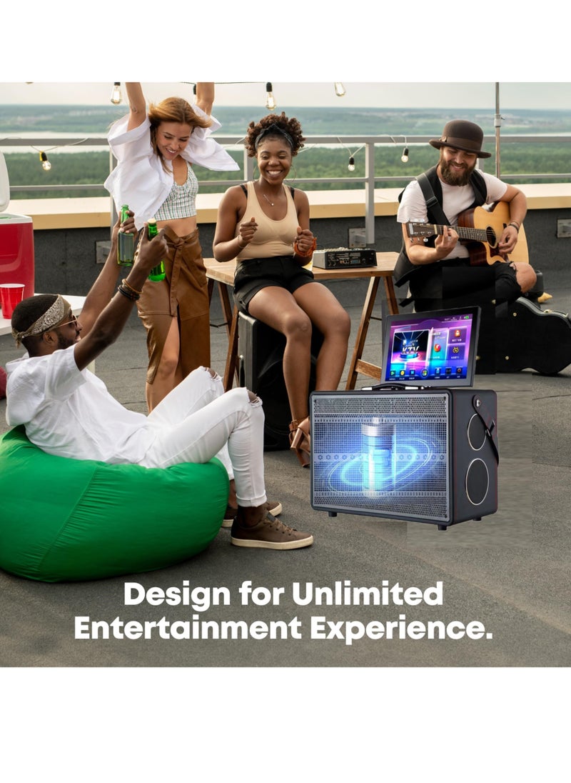 FlashHawk Smart Karaoke Machine - with Lyrics Display and 2 Wireless Microphone, Professional Karaoke System, 600W Peak Power, 9000mAh Power, Karaoke Speaker for Any Occasion  - Image 3
