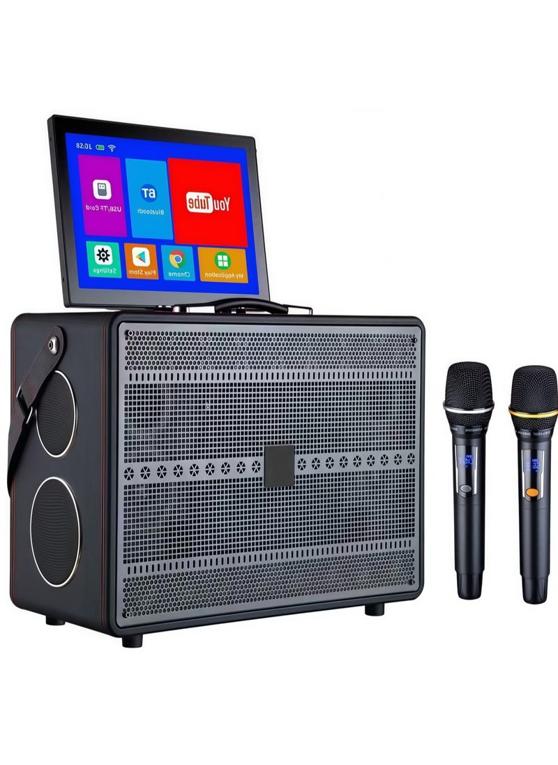 FlashHawk Smart Karaoke Machine - with Lyrics Display and 2 Wireless Microphone, Professional Karaoke System, 600W Peak Power, 9000mAh Power, Karaoke Speaker for Any Occasion  - Image 1