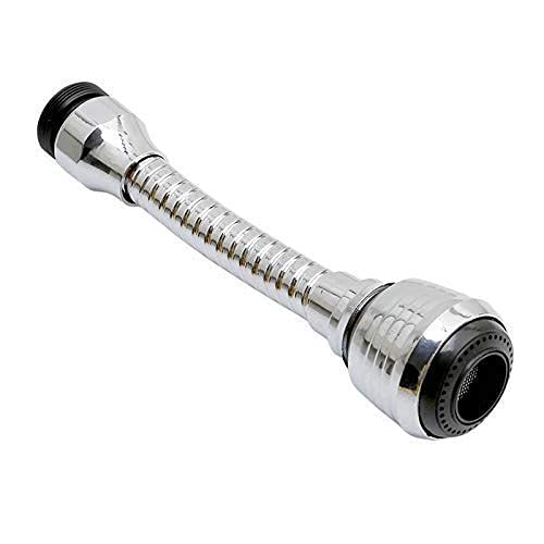 Flex 360 Flexible Water Saving Nozzle Faucet Turbo Sprayer Water Extender for Easy Clean Sink Bathroom Rinsing Fruits Etc Water Faucet Kitchen Tap 6 inch Silver  - Image 1