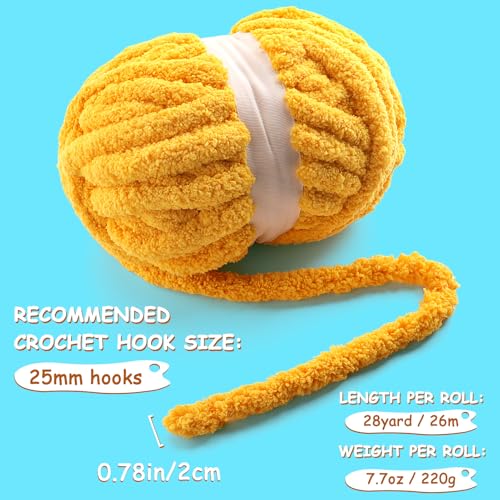Mooaske 8 Pack Chunky Yarn for Hand Knitting - Chunky Chenille Yarn for Crocheting - Fluffy Yarns for Crochet - Jumbo Yarns for Hand Knitting 28.4 Yds 7.7 Oz Per Roll (8, Big Red-Milky White) - Image 3