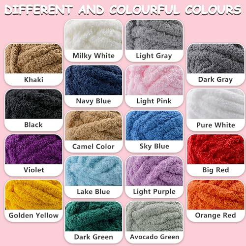 Mooaske 8 Pack Chunky Yarn for Hand Knitting - Chunky Chenille Yarn for Crocheting - Fluffy Yarns for Crochet - Jumbo Yarns for Hand Knitting 28.4 Yds 7.7 Oz Per Roll (8, Big Red-Milky White) - Image 5