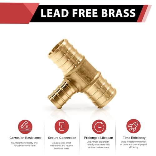 EFIELD (عبوة من 10) تي حديد نحاسي مخفض Efield 3/4" X 3/4" X 1/2"، ملحقات ضغط، ASTM F1807، (PEX1807077) - Image 3
