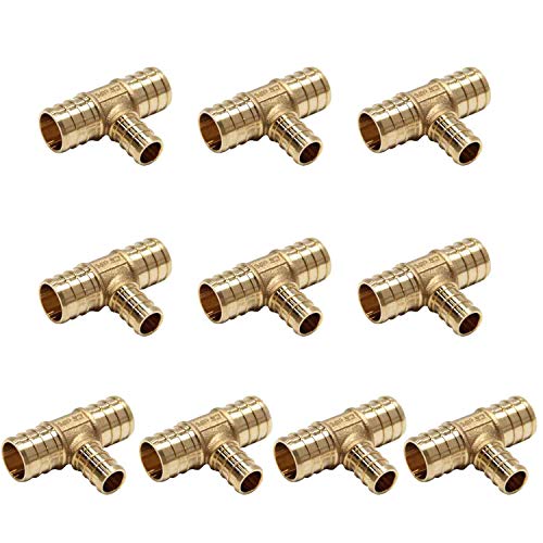 EFIELD (عبوة من 10) تي حديد نحاسي مخفض Efield 3/4" X 3/4" X 1/2"، ملحقات ضغط، ASTM F1807، (PEX1807077) - Image 1