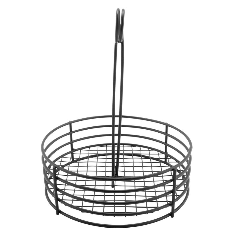 Get G.E.T. 4-31850 Black Round Stainless Steel Condiment Caddy Iron Teflon Coated Table Caddies Collection, Non Stick, 7.5" - Image 4