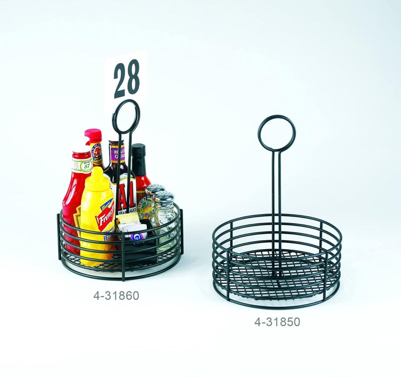 Get G.E.T. 4-31850 Black Round Stainless Steel Condiment Caddy Iron Teflon Coated Table Caddies Collection, Non Stick, 7.5" - Image 5