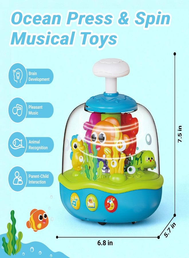 MoraBaby Baby Toys 6-12-18 Months, Press & Spin Ocean Musical Light Up Toy | Bilingual Learning Educational Cause and Effect Toy for 1 Year Old Boy & Girl, Birthday Gifts for 1-3 Year Old - Image 2