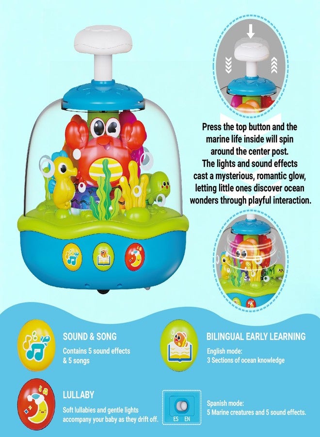 MoraBaby Baby Toys 6-12-18 Months, Press & Spin Ocean Musical Light Up Toy | Bilingual Learning Educational Cause and Effect Toy for 1 Year Old Boy & Girl, Birthday Gifts for 1-3 Year Old - Image 3