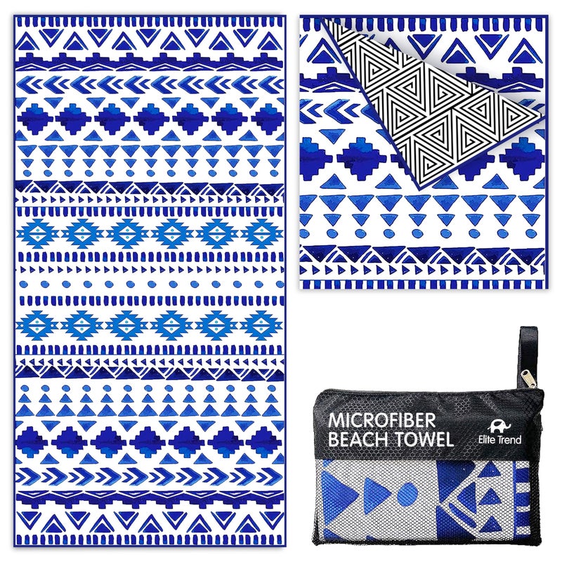 Elite Trend Quick Dry Towel Extra Large 78x35 Inch Microfiber Beach Towel Perfect for Beach Travel Swimming Pool Yoga Hiking Camping Lightweight Fast Drying Compact for Adults Aztech