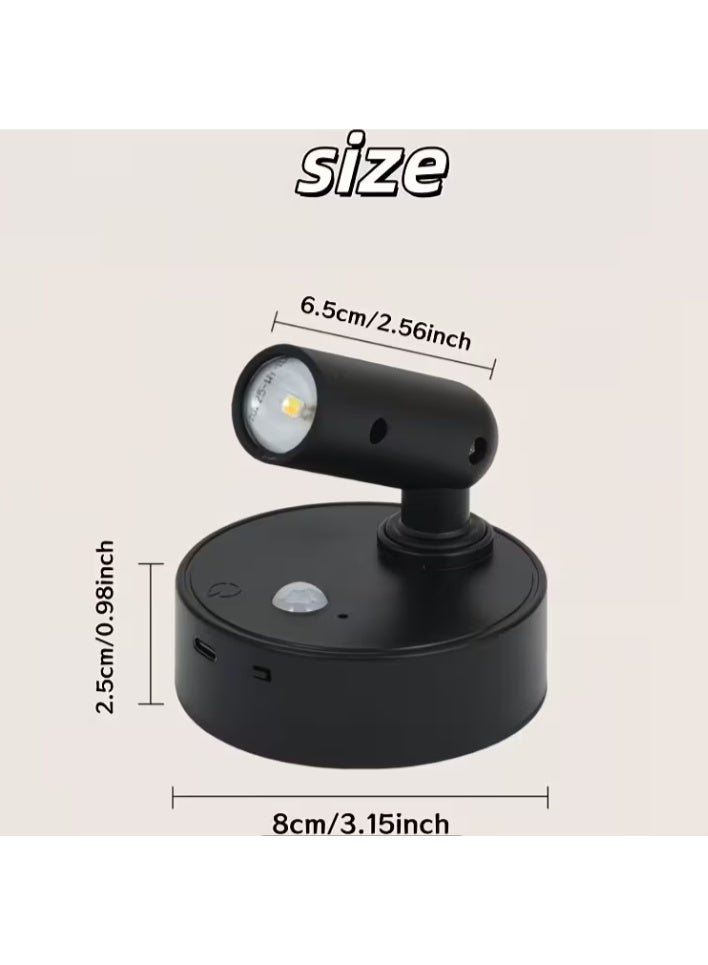 مجموعة مصابيح حائط LED LXM بمستشعر حركة، 3 قطع، RGB، قابلة للدوران 350 درجة، قاعدة مغناطيسية، شحن تايب سي، سبوت لايت ABS عصري - Image 3