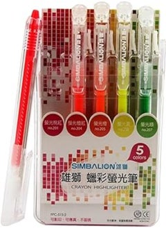 SIMBALION PUSH UP HIGH LIGHTER CRYON COLORS 5 PCS MODEL FPC- 515-2 -