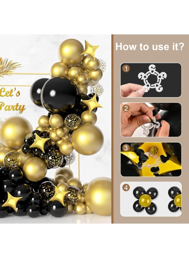 Over The Table Rod Stand with 25 Balloon Clips, Adjustable 125-250cm Length & 70-120cm Tall Table Arch, Heavy Duty Metal Backdrop Stand for Birthday, Wedding, Eid & Party Decorations (Black) - Image 3