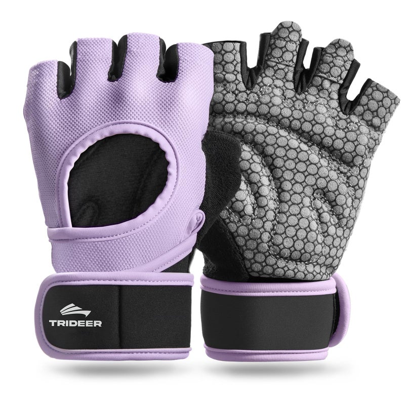 Trideer Weight Lifting Gloves for Women Men with Wrist Support, Workout Gloves Women Full Palm Protection for Gym Training, Fitness, Weightlifting & Pull Ups - Image 1