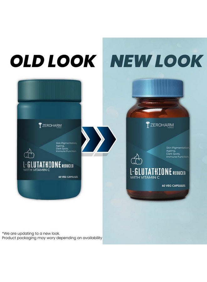 ZEROHARM L-Glutathione Reduced with Vitamin C- Skin Supplement | Dark Spot Reducer| Anti-Ageing | Reduces skin pigmentation | Free Radical Fighter |Radiant andGlowing Skin | 60 Capsules, 300 grams - Image 5