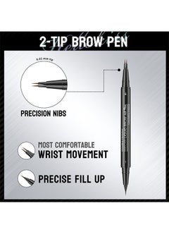 HelloKiss Precise Liquid Eyebrow Pen with Brush Double Headed Ink Pen 2 Tip Microblading Brow Pen Curved Eyebrow Pencil, 2 Fork Tip Eye Pen Waterproof Long Lasting Ink Pen Light Brown #01  - Image 2